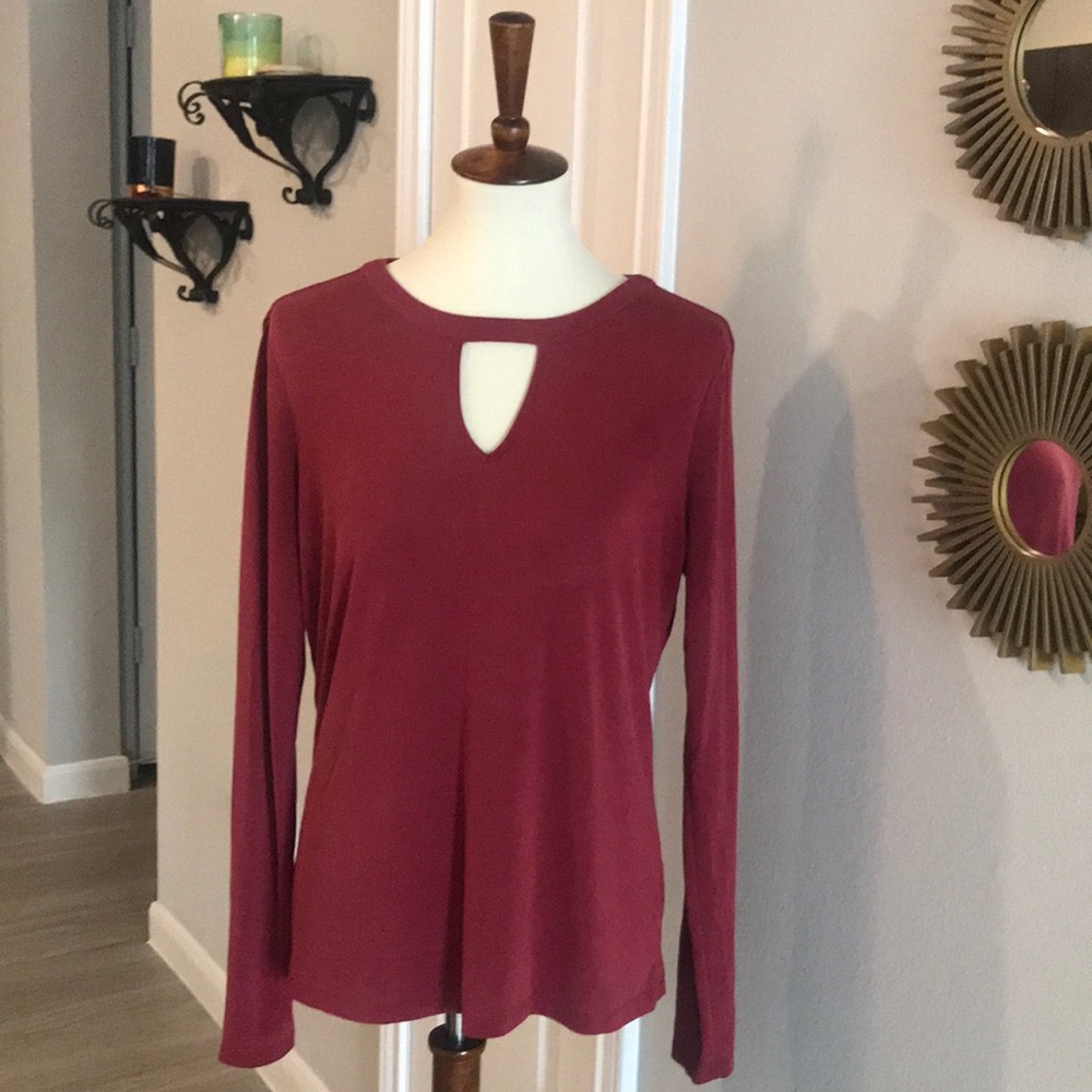 Cato Long Sleeved Solid Red Top
